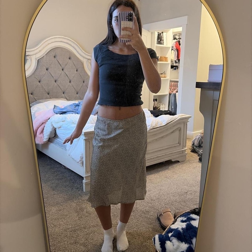 Sienna Sky Black and White Midi Slip Skirt